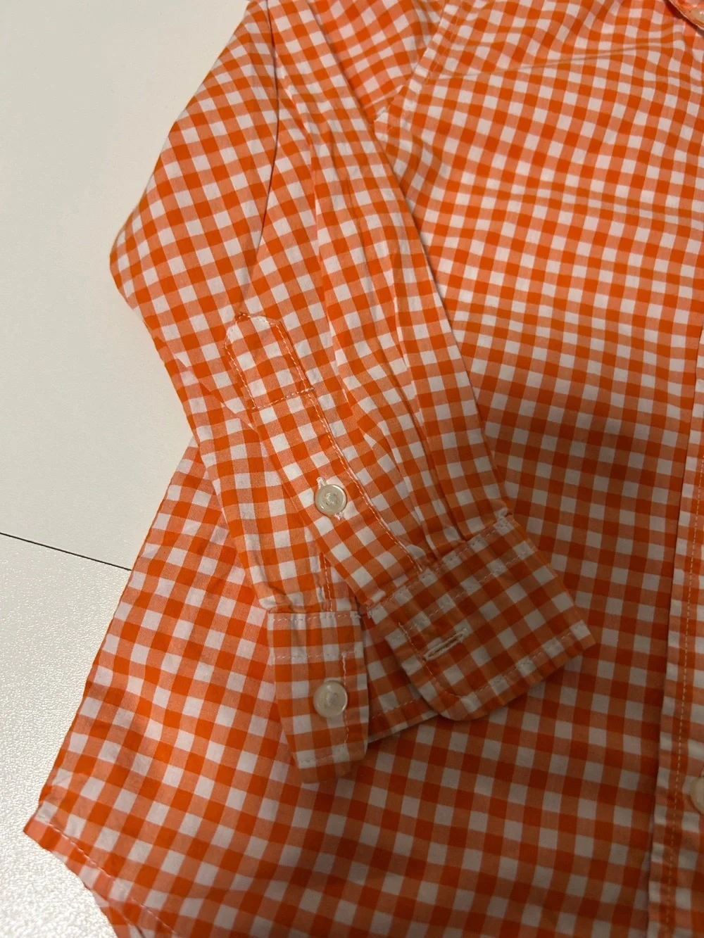 Ralph Lauren Orange and White Gingham Button-Down Shirt